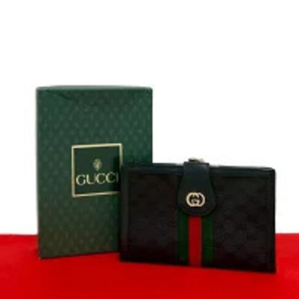 Gucci Sherry GG Leather Bifold Wallet Black